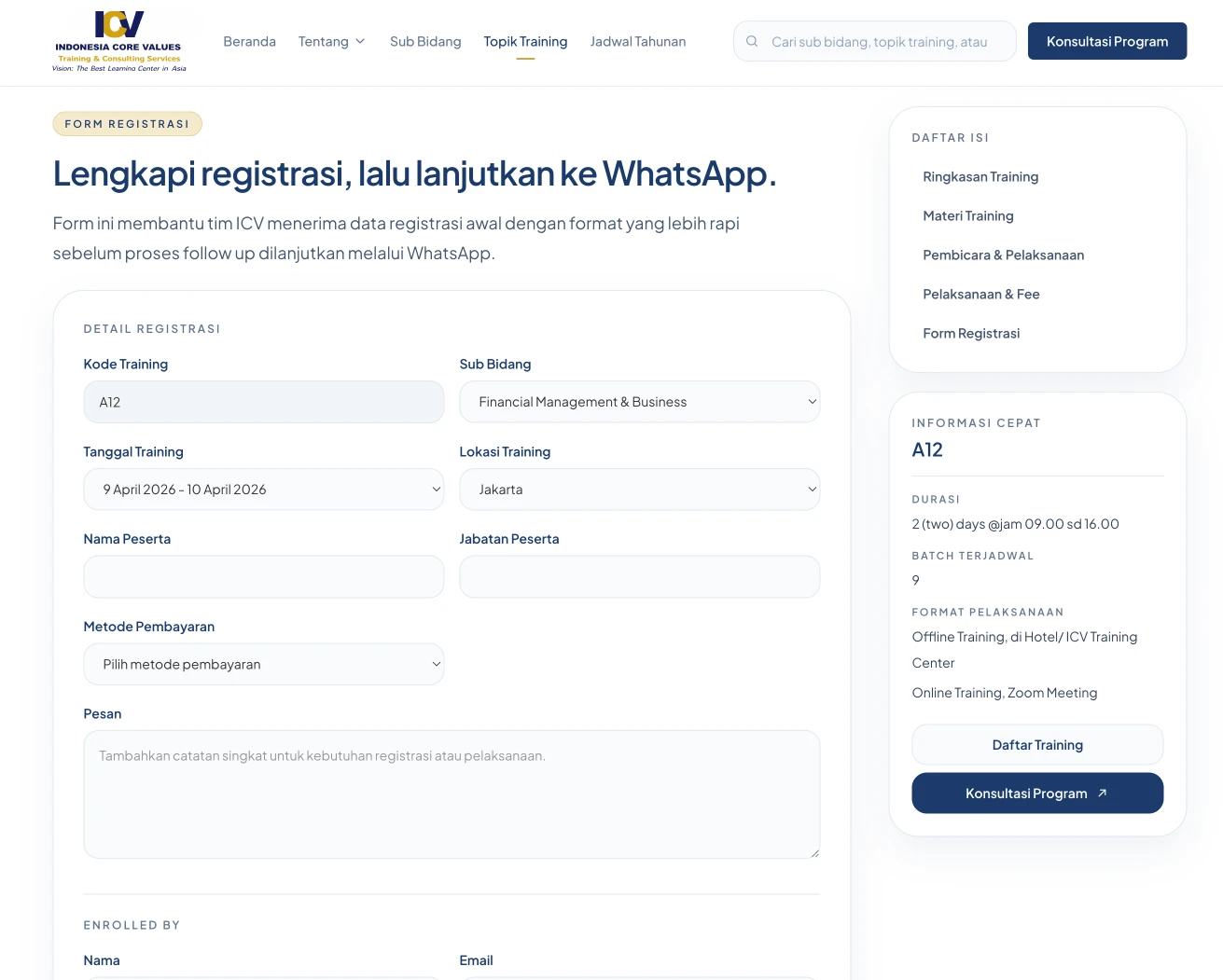 Form Registrasi Training