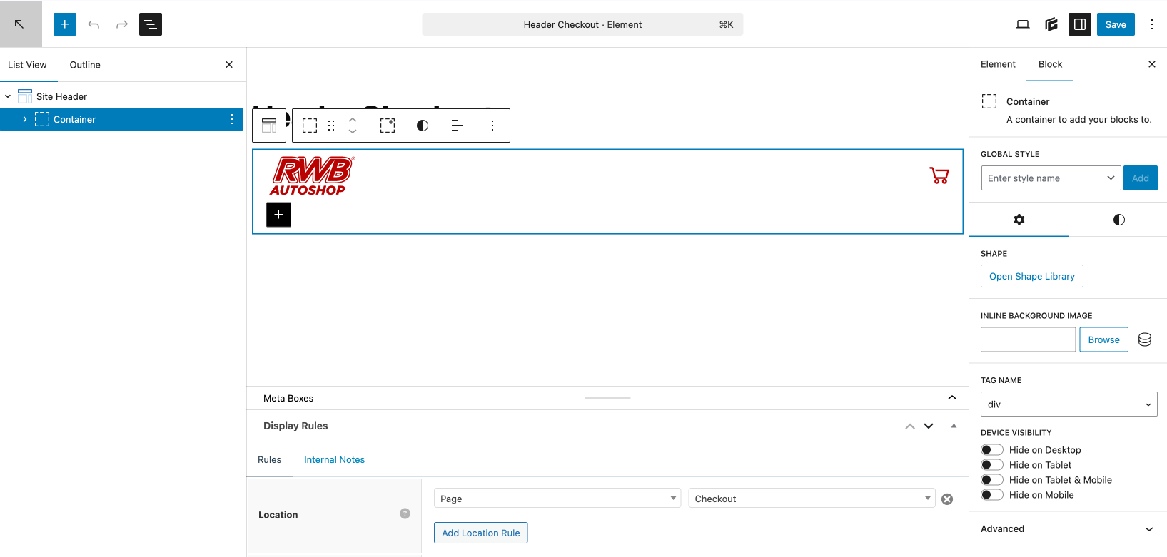 Header checkout page dengan GeneratePress Elements Header checkout page dengan GeneratePress Elements