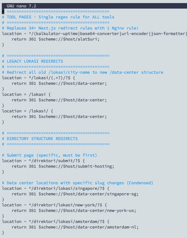 Aturan redirect di Nginx untuk menjaga struktur URL lama