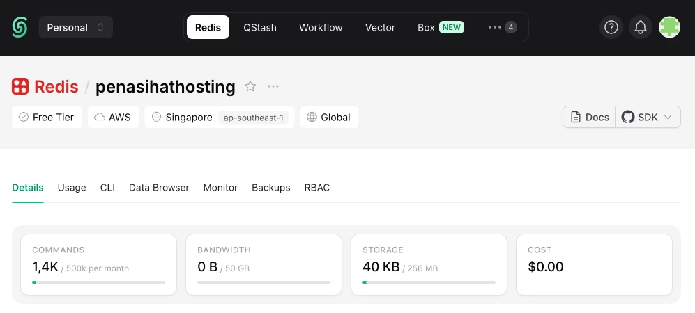 Implementasi Upstash untuk rate limiting di Penasihat Hosting